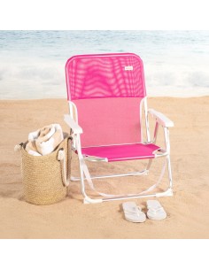 Cadeira de praia dobrável fúcsia 44x40x72 cm | Distria 2
