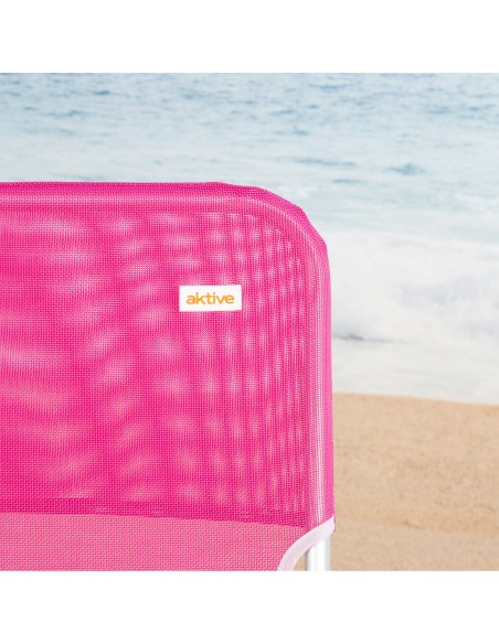 Cadeira de praia dobrável fúcsia 44x40x72 cm | Distria