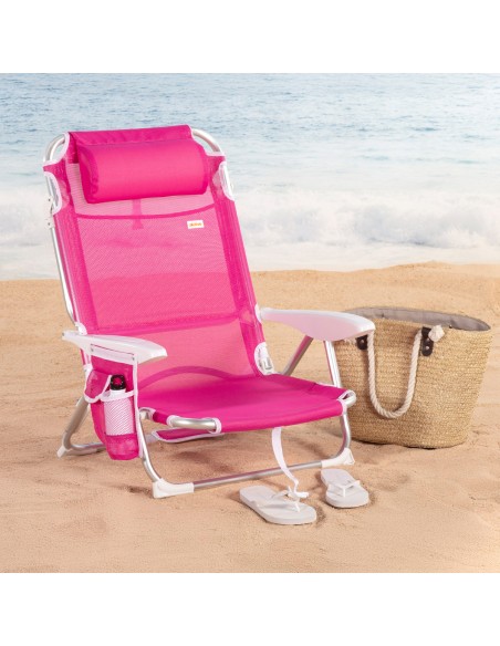 Cadeira de praia dobrável fúcsia Aktive | Distria