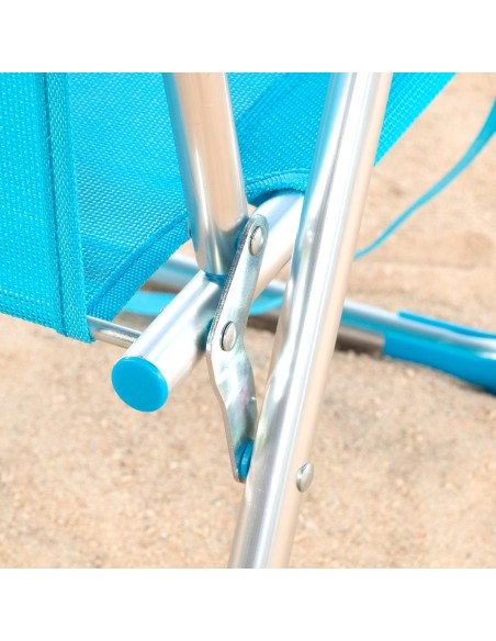 Cadeira de praia dobrável azul 44x40x72 cm | Distria