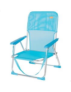 Cadeira de praia dobrável azul 44x40x72 cm | Distria