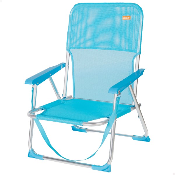 Cadeira de praia dobrável azul 44x40x72 cm | Distria