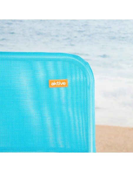 Cadeira de praia dobrável azul 44x40x72 cm | Distria