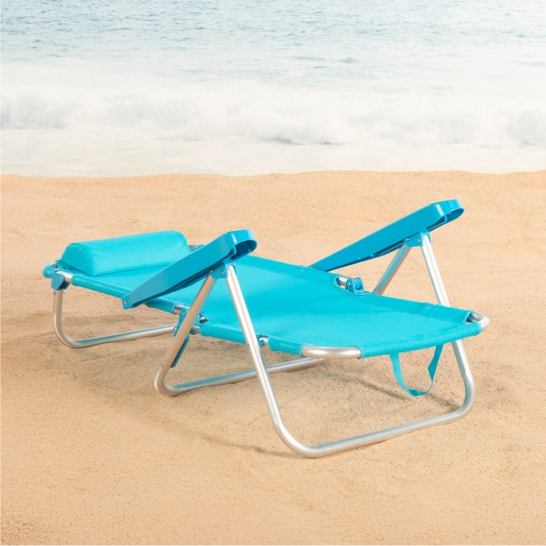 Cadeira de praia dobrável azul 5 posições Aktive | Distria