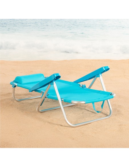 Cadeira de praia dobrável azul 5 posições Aktive | Distria