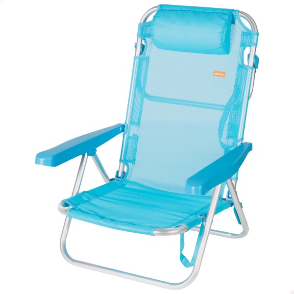 Cadeira de praia dobrável azul 5 posições Aktive | Distria