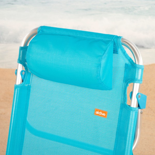 Cadeira de praia dobrável azul 5 posições Aktive | Distria