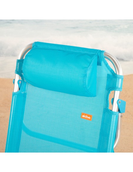 Cadeira de praia dobrável azul 5 posições Aktive | Distria