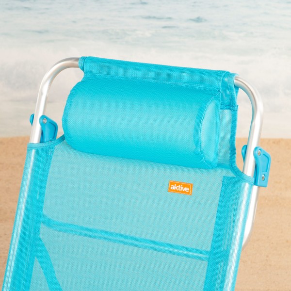 Cadeira de praia dobrável azul 8 posições 110 kg Aktive | Distria