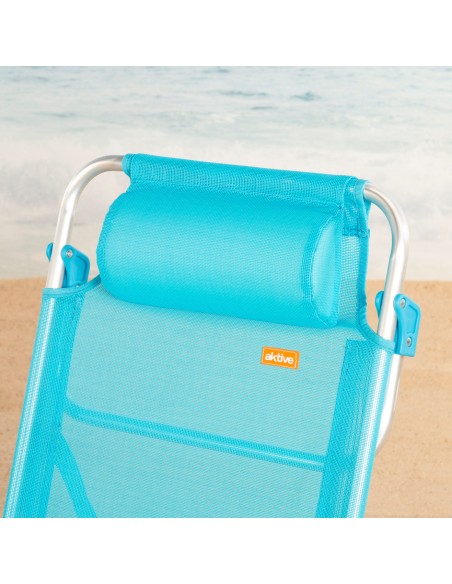 Cadeira de praia dobrável azul 8 posições 110 kg Aktive | Distria