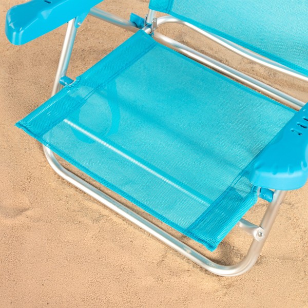 Cadeira de praia dobrável azul 8 posições 110 kg Aktive | Distria