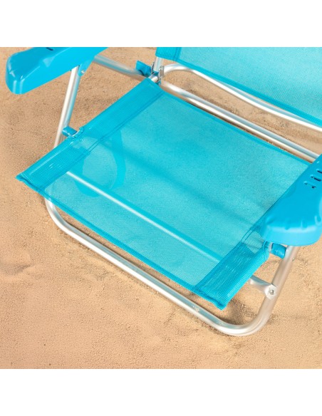 Cadeira de praia dobrável azul 8 posições 110 kg Aktive | Distria