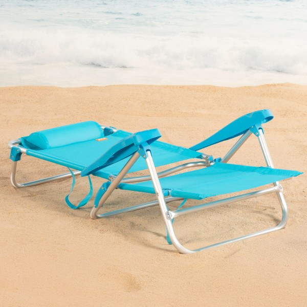 Cadeira de praia dobrável azul 8 posições 110 kg Aktive | Distria