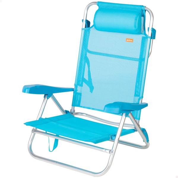 Cadeira de praia dobrável azul 8 posições 110 kg Aktive | Distria