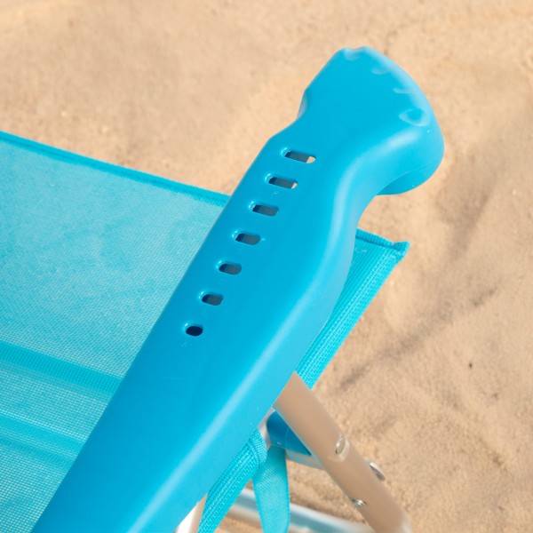 Cadeira de praia dobrável azul 8 posições 110 kg Aktive | Distria