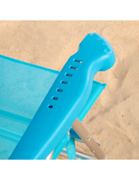 Cadeira de praia dobrável azul 8 posições 110 kg Aktive | Distria