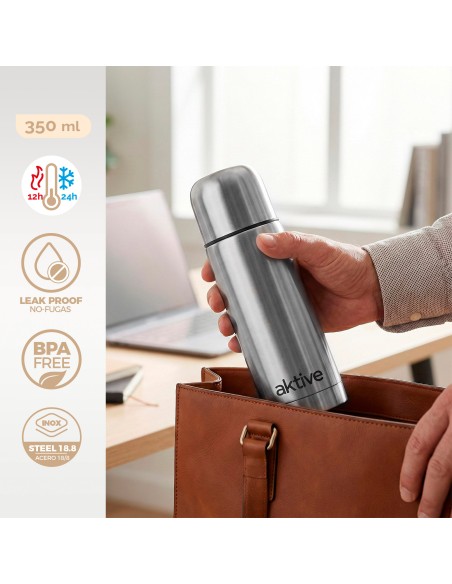 Garrafa térmica Aktive 350 ml em aço inoxidável com copo | Distria