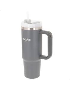 Garrafa térmica cinzenta de 900 ml em aço inox com pega | Distria