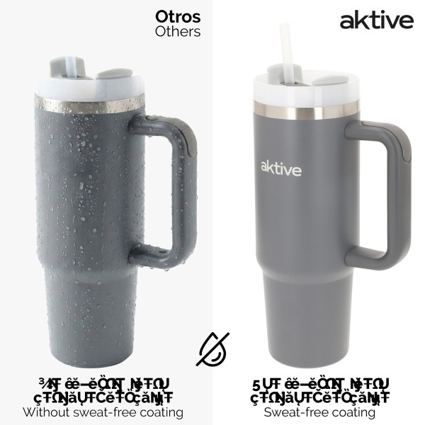 Garrafa térmica cinzenta de 900 ml em aço inox com pega | Distria