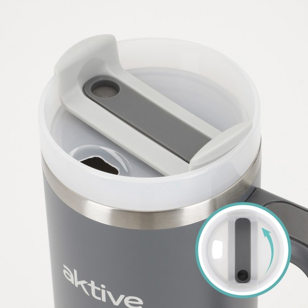 Garrafa térmica cinzenta de 900 ml em aço inox com pega | Distria