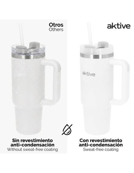 Garrafa térmica branca de 900 ml em aço inoxidável com pega | Distria
