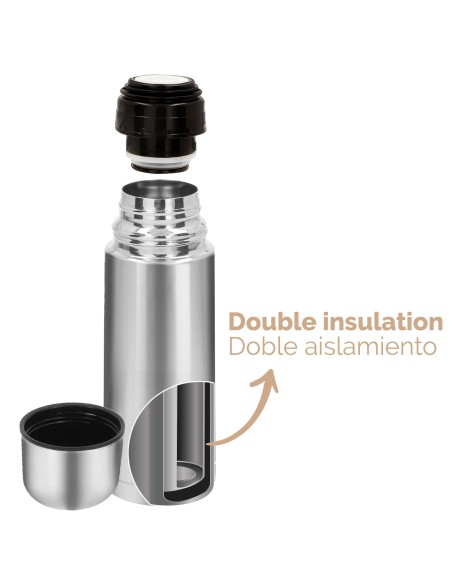 Garrafa térmica Aktive 500 ml em aço inoxidável com copo | Distria
