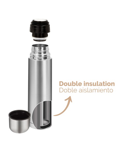 Garrafa térmica Aktive 750 ml em aço inoxidável com copo | Distria