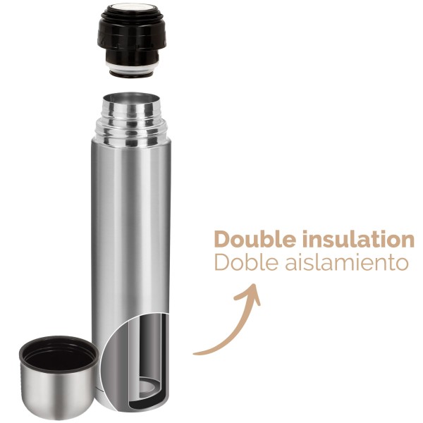 Garrafa térmica Aktive 1 L em aço inoxidável com copo | Distria