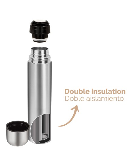 Garrafa térmica Aktive 1 L em aço inoxidável com copo | Distria
