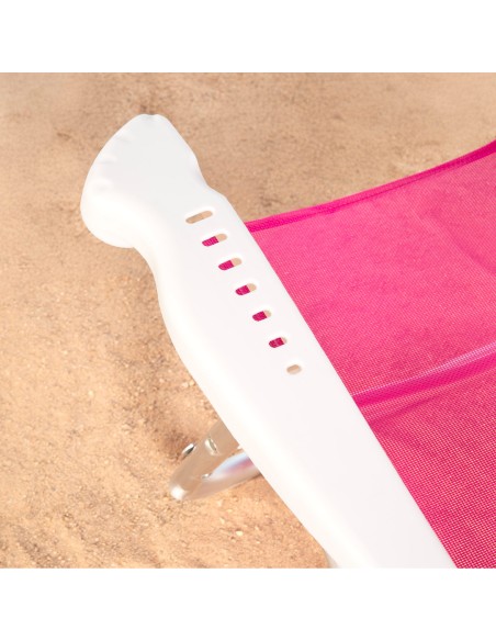 Cadeira praia dobrável fúcsia 8 posições 110 kg Aktive | Distria