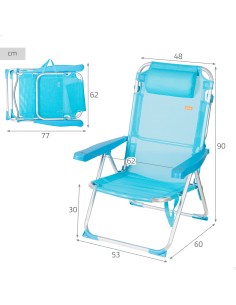 Cadeira de praia dobrável azul 5 posições Aktive | Distria