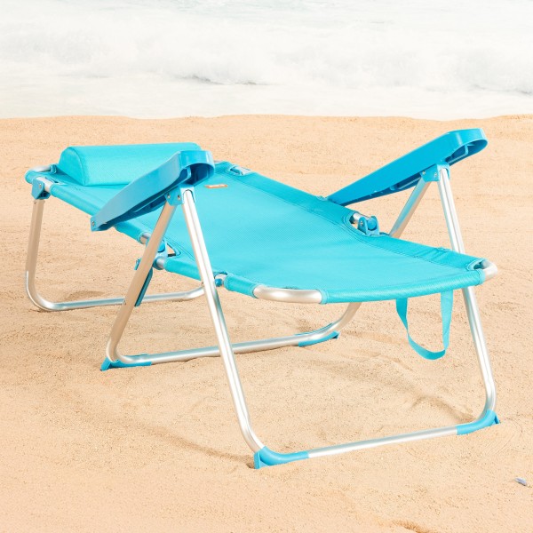 Cadeira de praia dobrável azul 5 posições Aktive | Distria