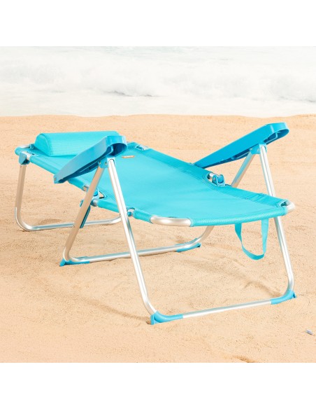 Cadeira de praia dobrável azul 5 posições Aktive | Distria