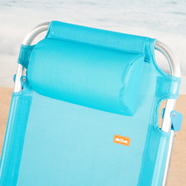 Cadeira de praia dobrável azul 5 posições Aktive | Distria