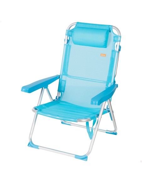 Cadeira de praia dobrável azul 5 posições Aktive | Distria