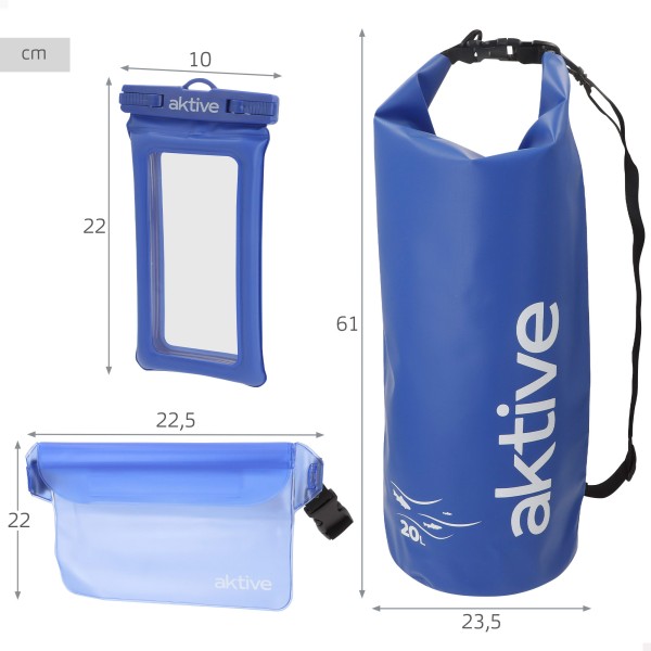 Mochila impermeável Aktive Sacola 20L+pochete+porta-celular | Distria