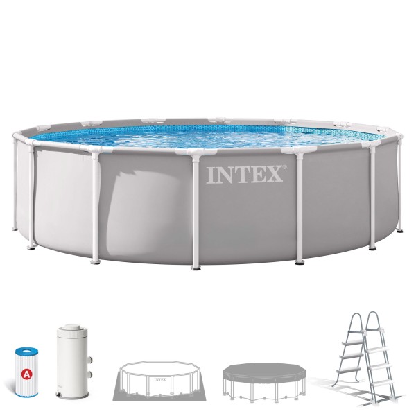Piscina desmontável INTEX Prism Frame Ø427x107 cm sistema de filtragem | Distria