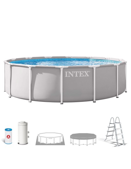 Piscina desmontável INTEX Prism Frame Ø427x107 cm sistema de filtragem | Distria