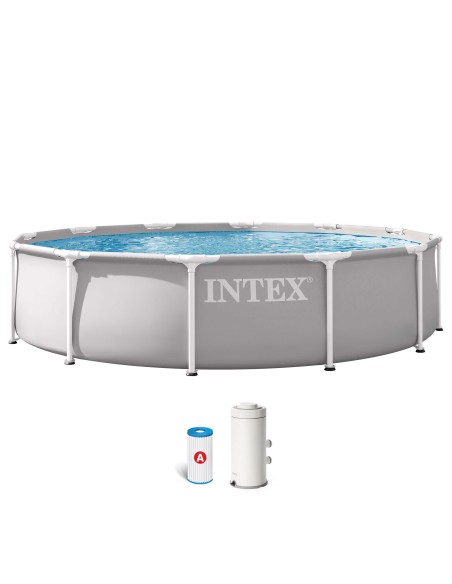 Piscina desmontável INTEX Prism Frame Ø366x76 cm sistema de filtragem | Distria