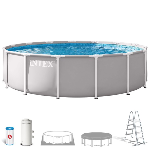Piscina desmontável INTEX Prism Frame Ø457x107 cm sistema de filtragem | Distria