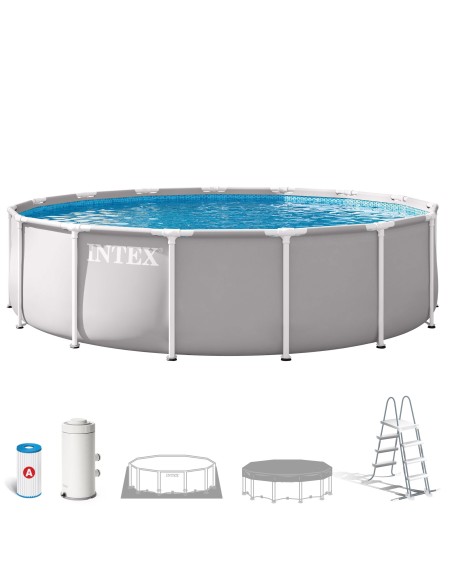 Piscina desmontável INTEX Prism Frame Ø457x107 cm sistema de filtragem | Distria