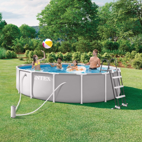 Piscina desmontável INTEX Prism Frame Ø457x107 cm sistema de filtragem | Distria