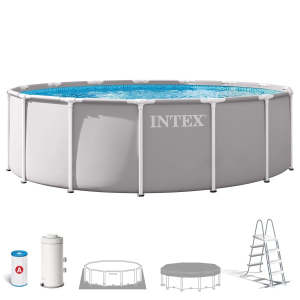 Piscina desmontável INTEX Prism Frame Ø457x122 cm sistema de filtragem | Distria