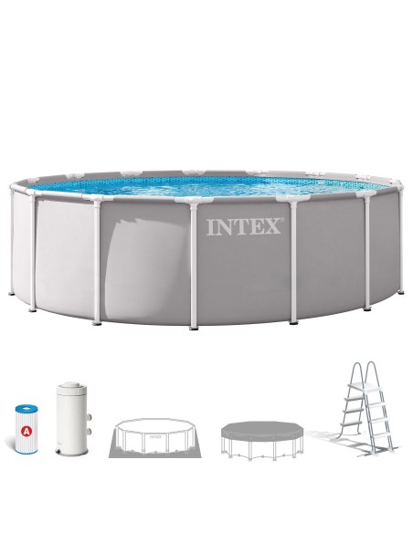 Piscina desmontável INTEX Prism Frame Ø457x122 cm sistema de filtragem | Distria