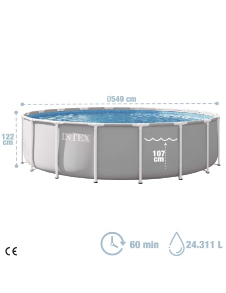 Piscina desmontável INTEX Prisma Frame Ø549x122 cm sistema de filtragem | Distria