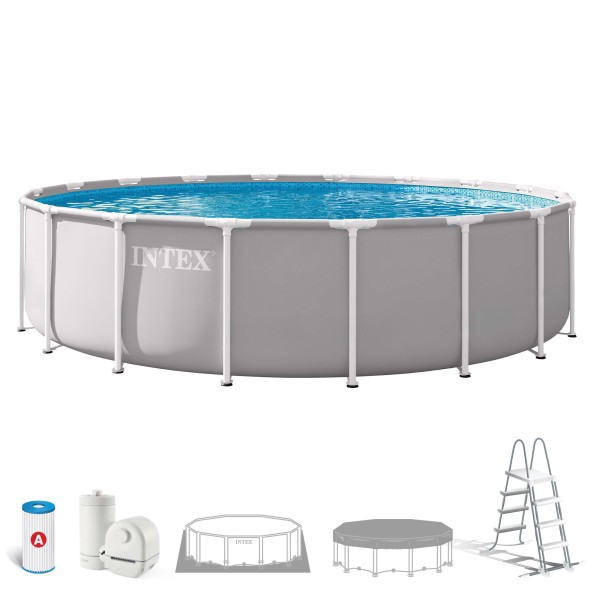 Piscina desmontável INTEX Prisma Frame Ø549x122 cm sistema de filtragem | Distria