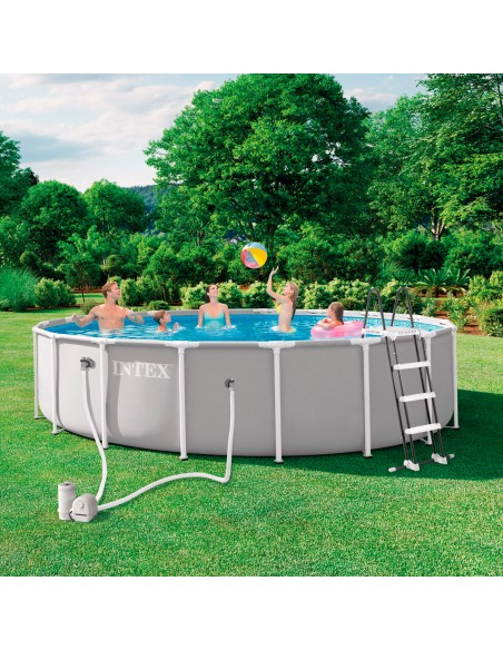 Piscina desmontável INTEX Prisma Frame Ø549x122 cm sistema de filtragem | Distria