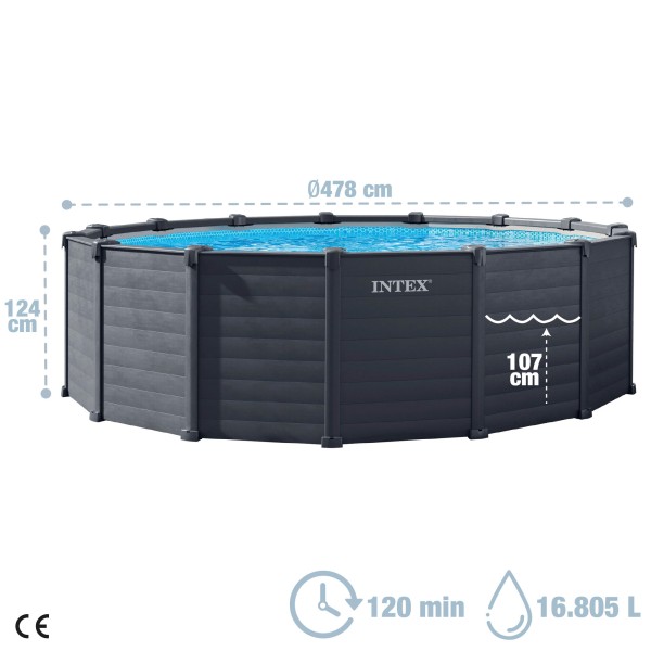 Piscina amovível INTEX Sistema de filtragem Ø478x124 cm | Distria