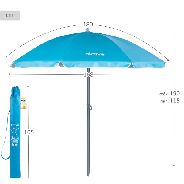 Guarda-sol azul Ø180 cm | Distria