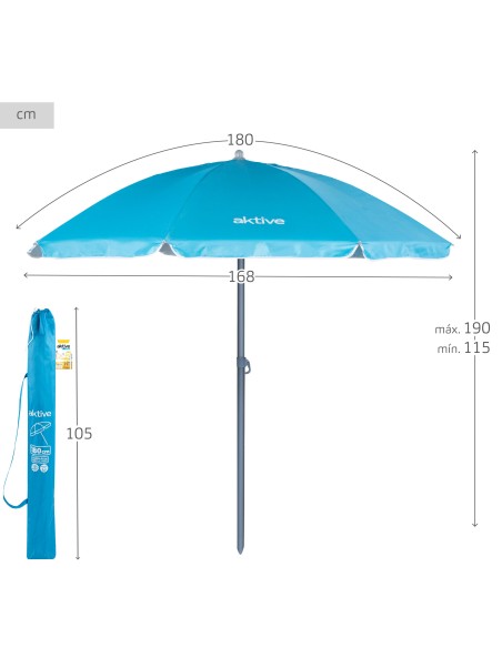 Guarda-sol azul Ø180 cm | Distria